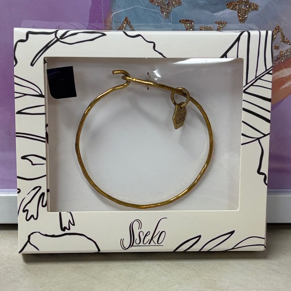 Sseko Gold-Tone Charm Bangle NIB